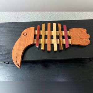 VTG Wooden Tropical Toucan Bird Trivet 12" Multicolor Costa Rica Handmade